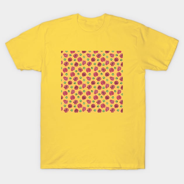 Poppies flowers and seeds pattern - Yellow T-Shirt by PrintablesPassions